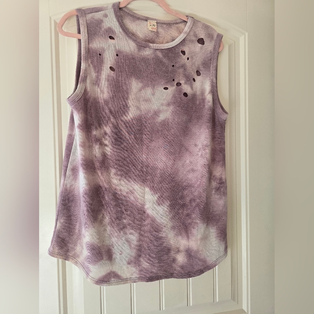 Purple Tie-Dye Sleeveless Women's Top